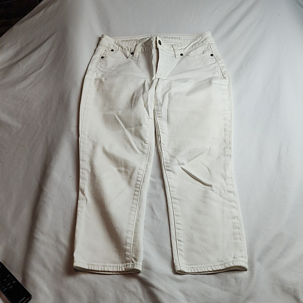 Talbots Signature Crop Jeans White Denim Cropped Straight Women's Size 8 Petite
